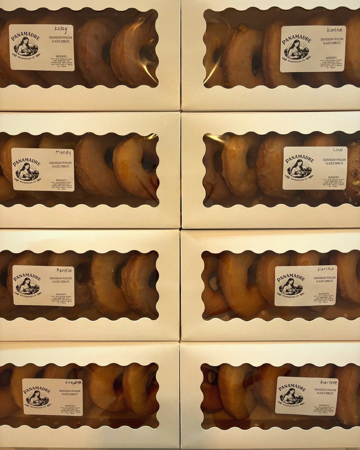 Boxed orders with Panamadre labels, ready for pickup