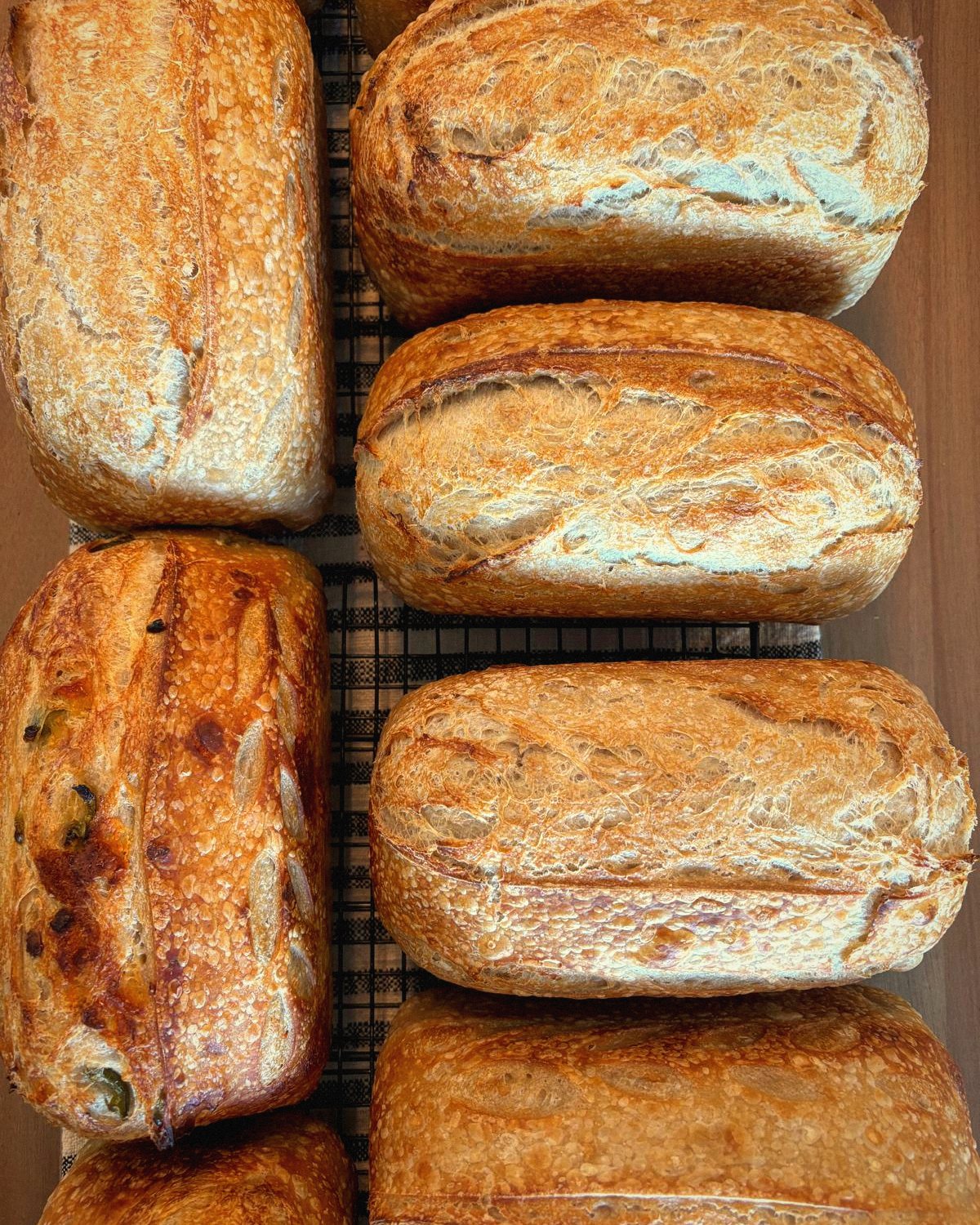 Loaves cooling on the rack